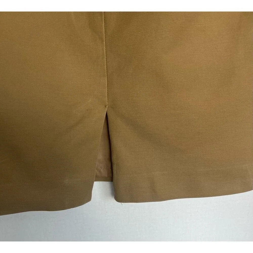 Merona Stretch Straight Tan MIDI Pencil‎ Back Zip Pockets Lined Skirt Size 18